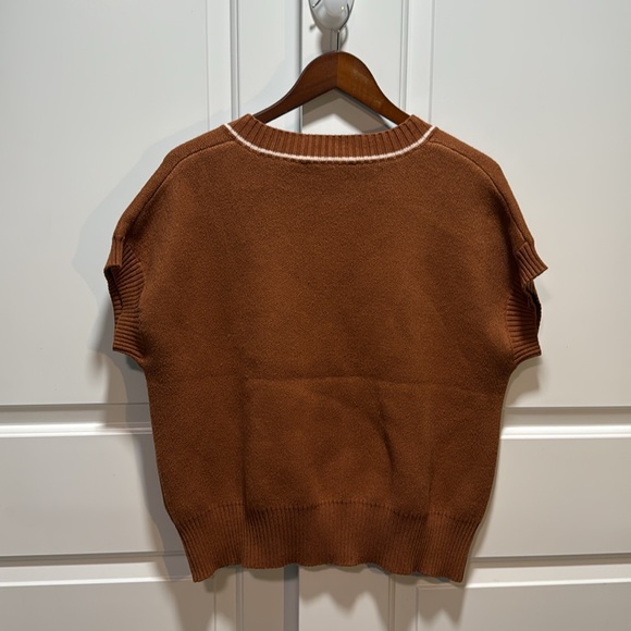 Lisa Says Gah Fangio Vest Sweater Fungo Camel Brown Mushroom Print XL/2X - Picture 4 of 5